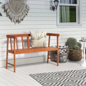 Outdoor Eucalyptus Wood Bench with Backrest and Armrests Outdoor Eucalyptus Wood Bench with Backrest and Armrests