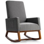 Rocking High Back Upholstered Lounge Armchair with Side Pocket-Gray Rocking High Back Upholstered Lounge Armchair with Side Pocket-Gray