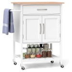 Rolling Kitchen Island Cart with Drawer and Towel Rack-White Rolling Kitchen Island Cart with Drawer and Towel Rack-White