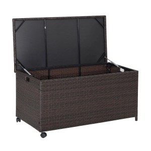 Outdoor Wicker Storage Box with Zippered Liner-50 Gallon Outdoor Wicker Storage Box with Zippered Liner-50 Gallon