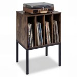 Record Player Stand with Vinyl Storage Shelves and Raised Metal Legs for Living Room-Rustic Brown Record Player Stand with Vinyl Storage Shelves and Raised Metal Legs for Living Room-Rustic Brown