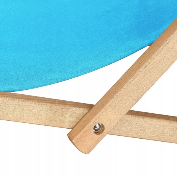 BEACH LOUNGER WOODEN GARDEN BLUE FOLDING Polish ARMRESTS