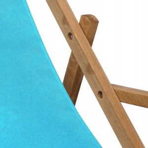 BEACH LOUNGER WOODEN GARDEN BLUE FOLDING Polish ARMRESTS - obrazek 14