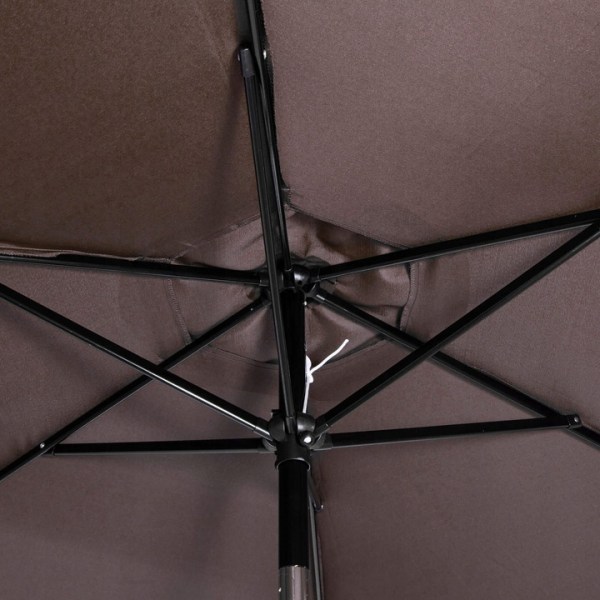 GARDEN UMBRELLA BROKEN FOLDING LARGE SOLID BROWN STRONG 260cm WITH CRANK