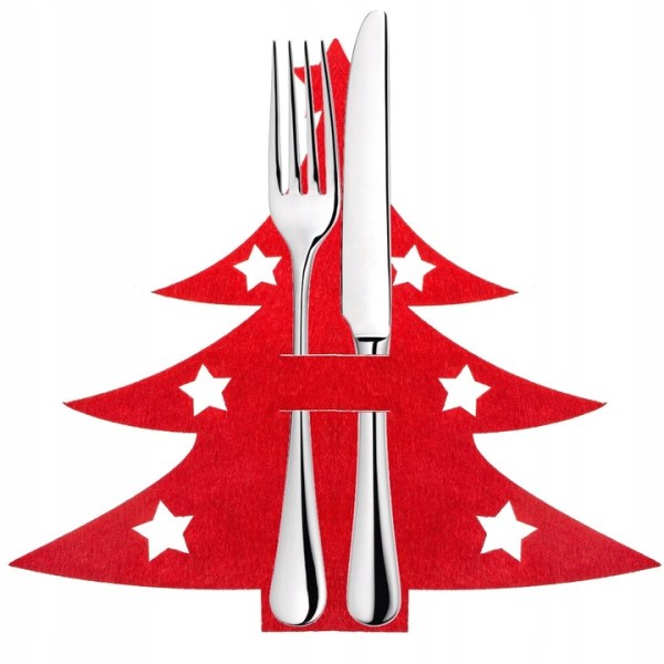 CHRISTMAS CUTLERY COVERS TABLE DECORATION RED CHRISTMAS ORNAMENT 10PCS