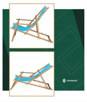 BEACH LOUNGER WOODEN GARDEN BLUE FOLDING Polish ARMRESTS - obrazek 6
