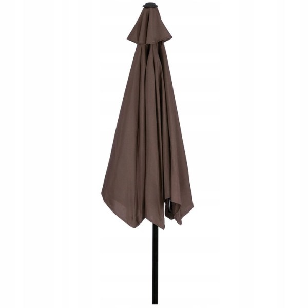 GARDEN UMBRELLA BROKEN FOLDING LARGE SOLID BROWN STRONG 260cm WITH CRANK