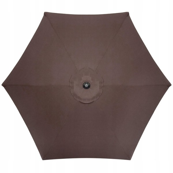 GARDEN UMBRELLA BROKEN FOLDING LARGE SOLID BROWN STRONG 260cm WITH CRANK