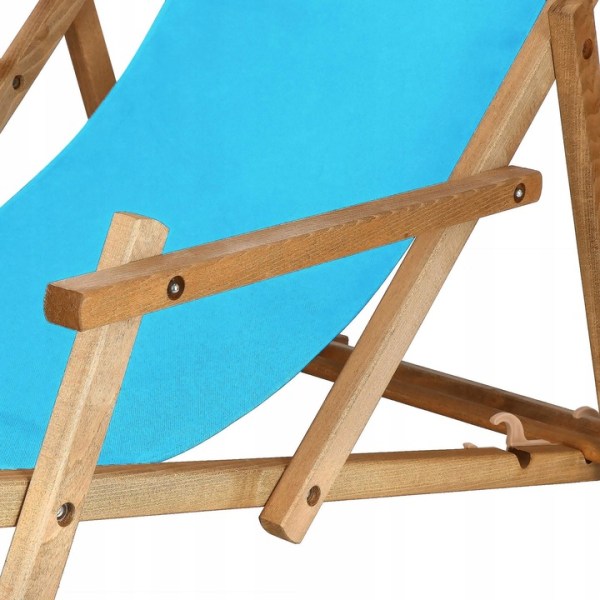 BEACH LOUNGER WOODEN GARDEN BLUE FOLDING Polish ARMRESTS