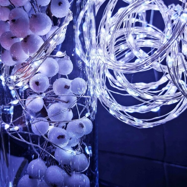 20LED WIRE LIGHTS COLD WHITE MICRO STRINGS BATTERY OPERATED CHRISTMAS TREE LIGHT