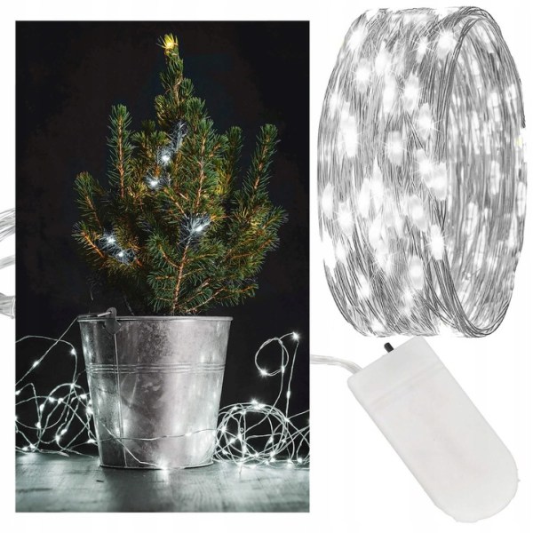 20LED WIRE LIGHTS COLD WHITE MICRO STRINGS BATTERY OPERATED CHRISTMAS TREE LIGHT