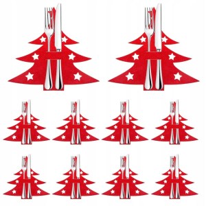 CHRISTMAS CUTLERY COVERS TABLE DECORATION RED CHRISTMAS ORNAMENT 10PCS - Obrázok 17