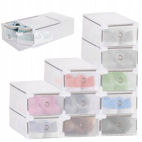 SET OF 10 BOXES CONTAINERS ORGANIZER RETRACTABLE SHOES FOR WARDROBE 31x20,5x11cm