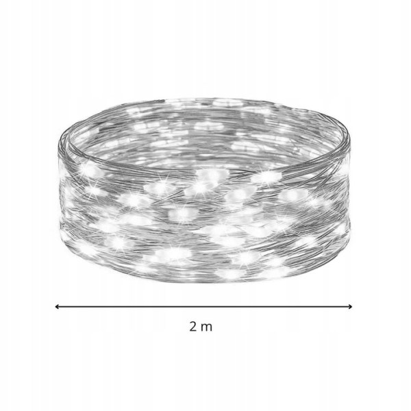 20LED WIRE LIGHTS COLD WHITE MICRO STRINGS BATTERY OPERATED CHRISTMAS TREE LIGHT