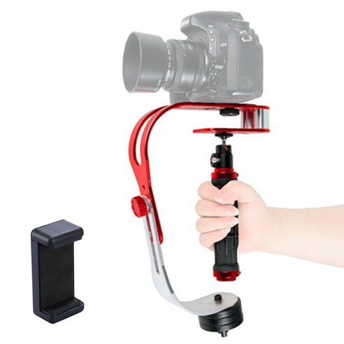 유튜브 라이브 방송용 짐벌 디지털 카메라 안정기 합금 Alu 미니 핸드 헬드 비디오 Steadicam 모바일 DSLR 5DII 모션 DV Steadycam 고프로 Dji 소니 Xi, CHINA_Red with clip