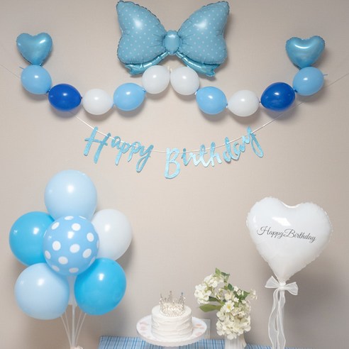 연지마켓 생일풍선 생일파티용품 리본풍선 세트, 핑크 키티B 세트