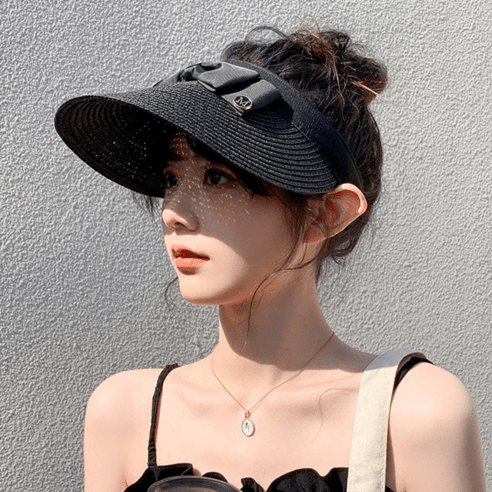 스캇홈 여성 썬캡 라탄 리본 썬캡모자