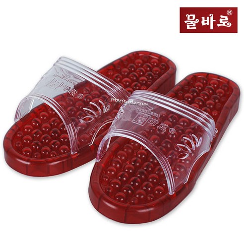 물바로 트임 욕실슬리퍼 국내특허 지압 욕실화, 1개입, 레드