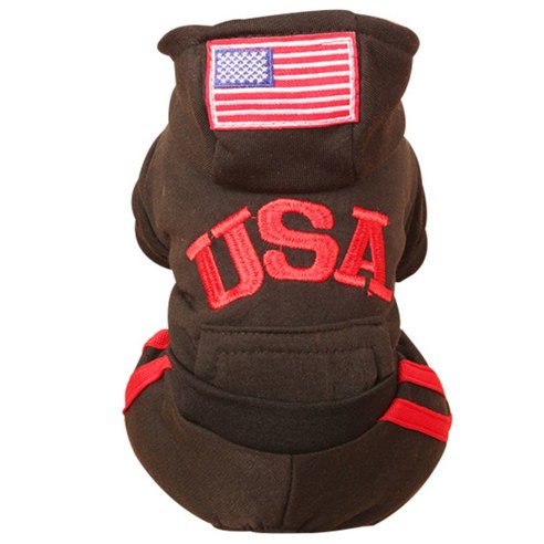 블럭마트 반려동물 USA 후드티, 레드