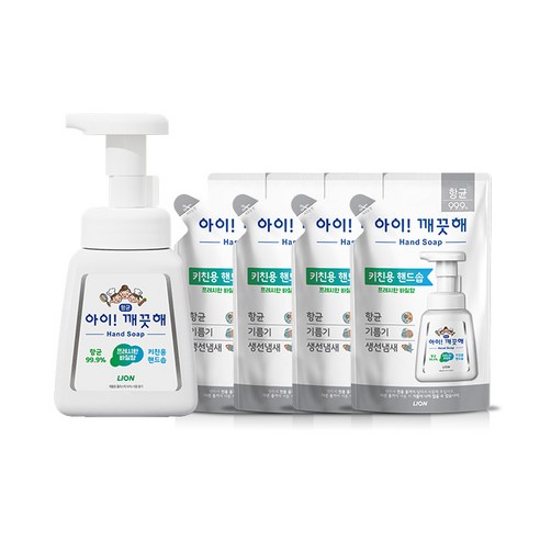 아이깨끗해 키친용핸드솝 본품 (250ml) 1개 +리필 (200ml) 4개