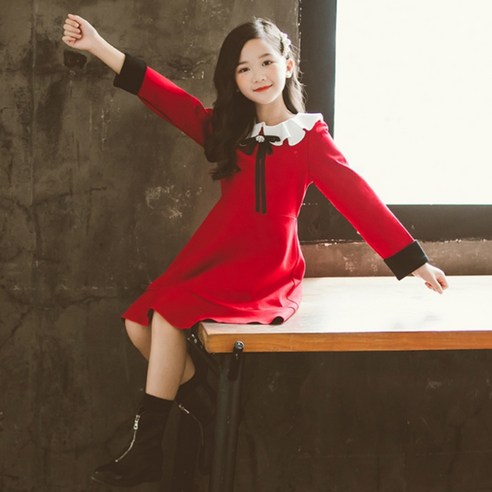 여아용 카라 포인트 원피스