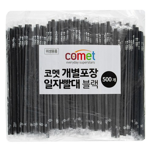 코멧 개별포장 일자빨대, 500개입, 4개