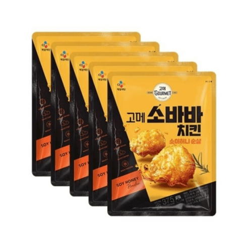 cj제일제당 간편 야식 안주 [고메 소바바치킨] 소이허니 순살 375g, 2개