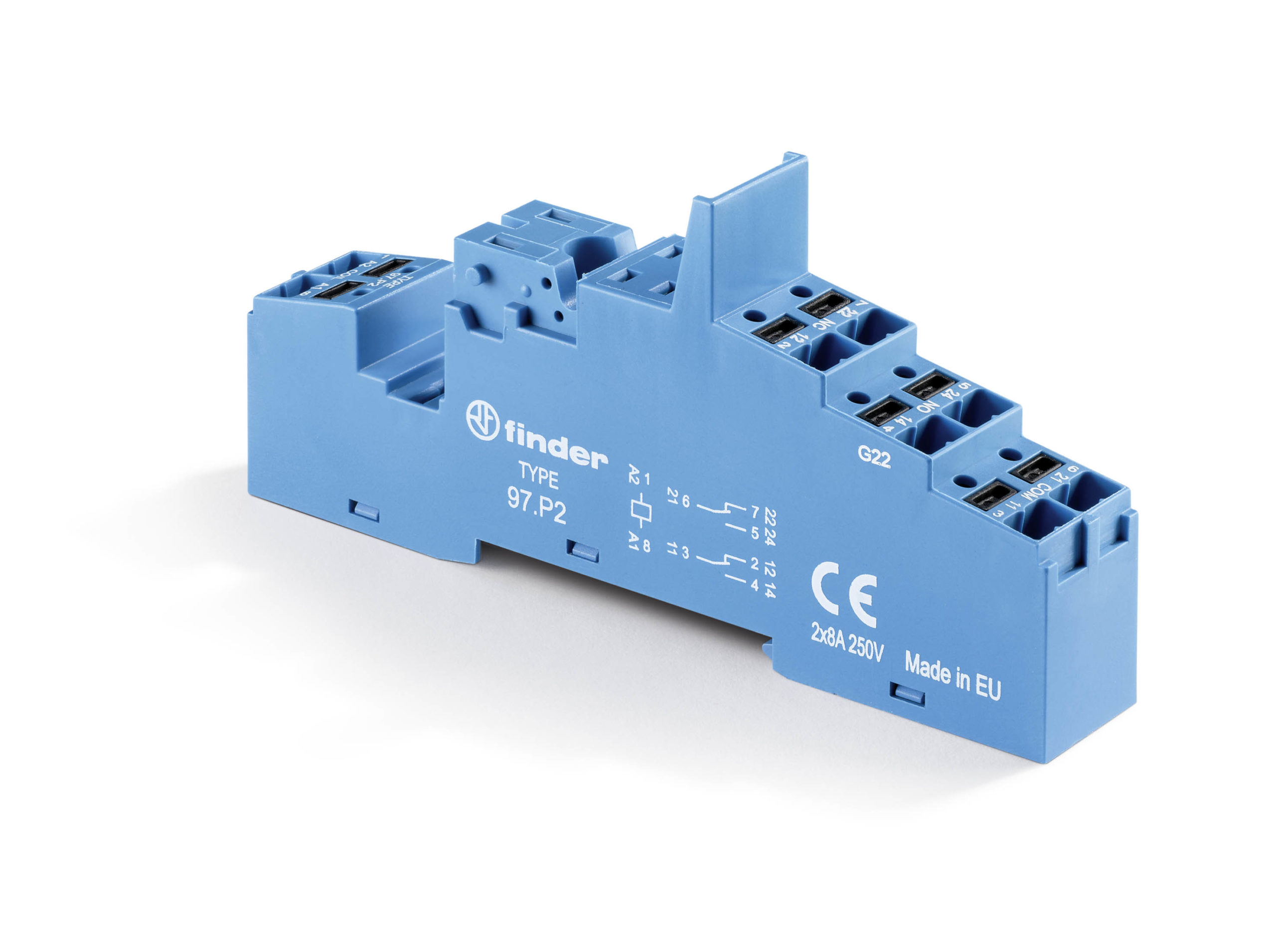 Support 10A 250V série 5534, bleu, étrier métal, bobine et contacts séparés