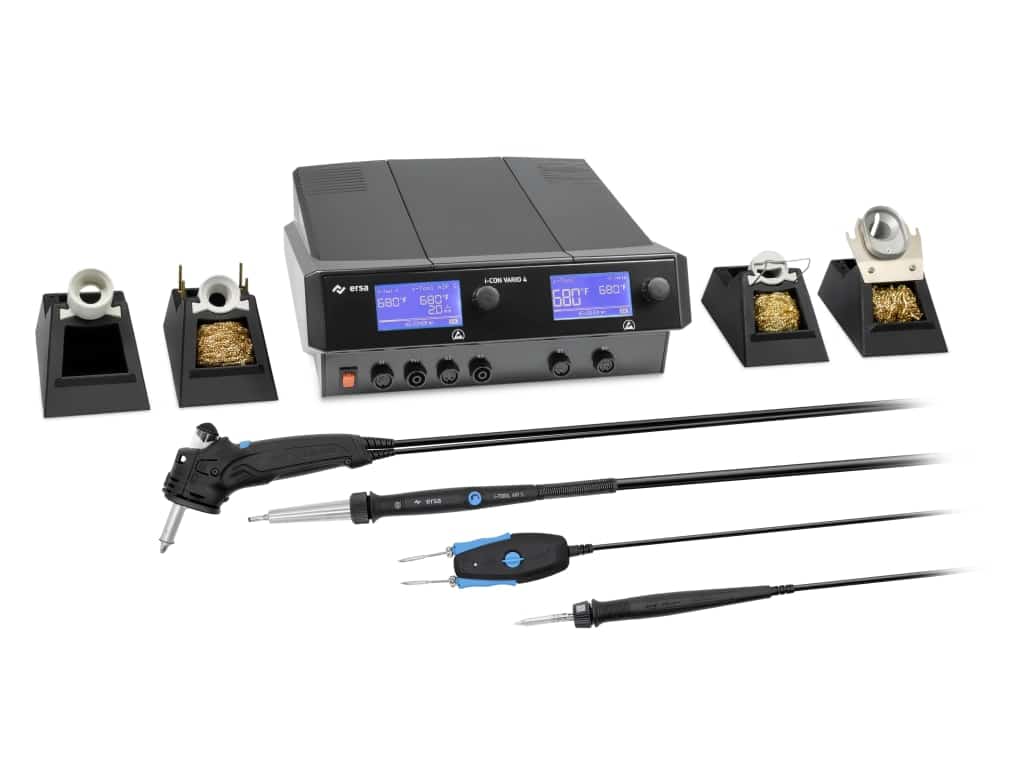 Station de soudage et dessoudage ERSA i-CON VARIO 4 MK2 – avec i-TOOL AIR S, i-TOOL, CHIP TOOL VARIO et X-TOOL