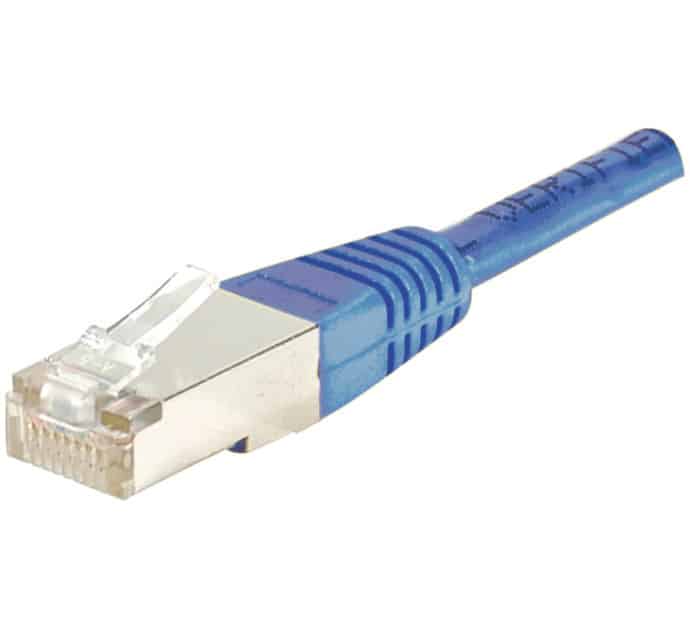 Cordon patch – RJ45 – CAT 6A – S/FTP (double blindage) – Bleu – 1M x1PCS