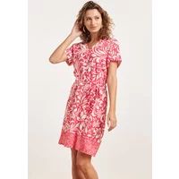 Smashed Lemon 24367 dames korte fuchsia jurk met te bloemenprint | Print / Multi M