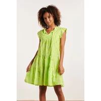 Smashed Lemon 24353 jurk met 3d bloemenstructuur | Groen S