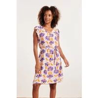 Smashed Lemon 24369 dames korte te jurk met ruchesallover Ecru L