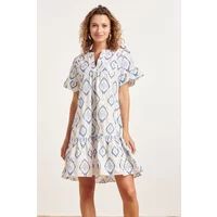 Smashed Lemon 24339 katoenen geborduurde fashion jurk | Print / Multi 4XL