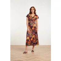 Smashed Lemon 24424 stretch zomerjurk met bladprint – Print / Multi L