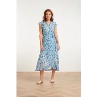 Smashed Lemon 24404 licht chiffon zomerjurk met aztec print | Print / Multi S