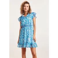 Smashed Lemon 24333 kort zomers jurkje met helder animal print | Wit XXL