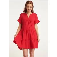 Smashed Lemon 24418 fel kort zomerjurkje met ruches | Rood L
