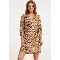 Smashed Lemon 24449 zomerjurk met korte bladprintpofmouwen | Print / Multi S