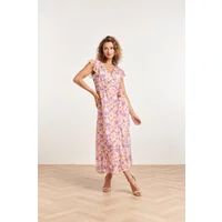 Smashed Lemon 24329 maxi wrap jurk met bloemenprint | Wit L