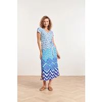 Smashed Lemon 24360 dames maxi te jurk met ornamentaal print | off Ecru 4XL