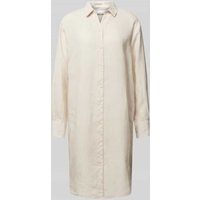 Knowledge Cotton Apparel Knielange linnen jurk met knoopsluiting Zand