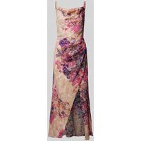 ADLYSH Avondjurk in wikkellook met bloemenmotief Zand