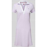 Tommy Jeans Polo-jurk met logostitching, model ‘CONTRAST’ Lila