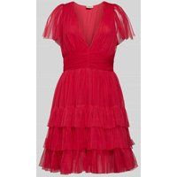 Lace & Beads Knielange cocktailjurk met plooien Lichtrood