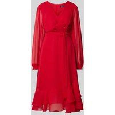 Paradi Knielange cocktailjurk met strikceintuur Felroze Paradi Knielange cocktailjurk met strikceintuur Felroze