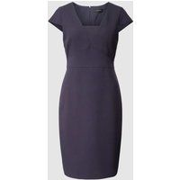 comma Knielange jurk met vierkante hals Marineblauw