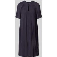 comma Knielange jurk met plissévouwen Marineblauw