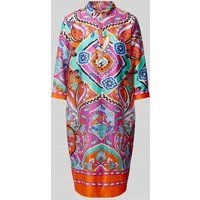 milano italy Knielange jurk met all-over print Felroze