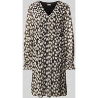 s.Oliver BLACK LABEL Knielange jurk van viscose met all-over motief Zwart